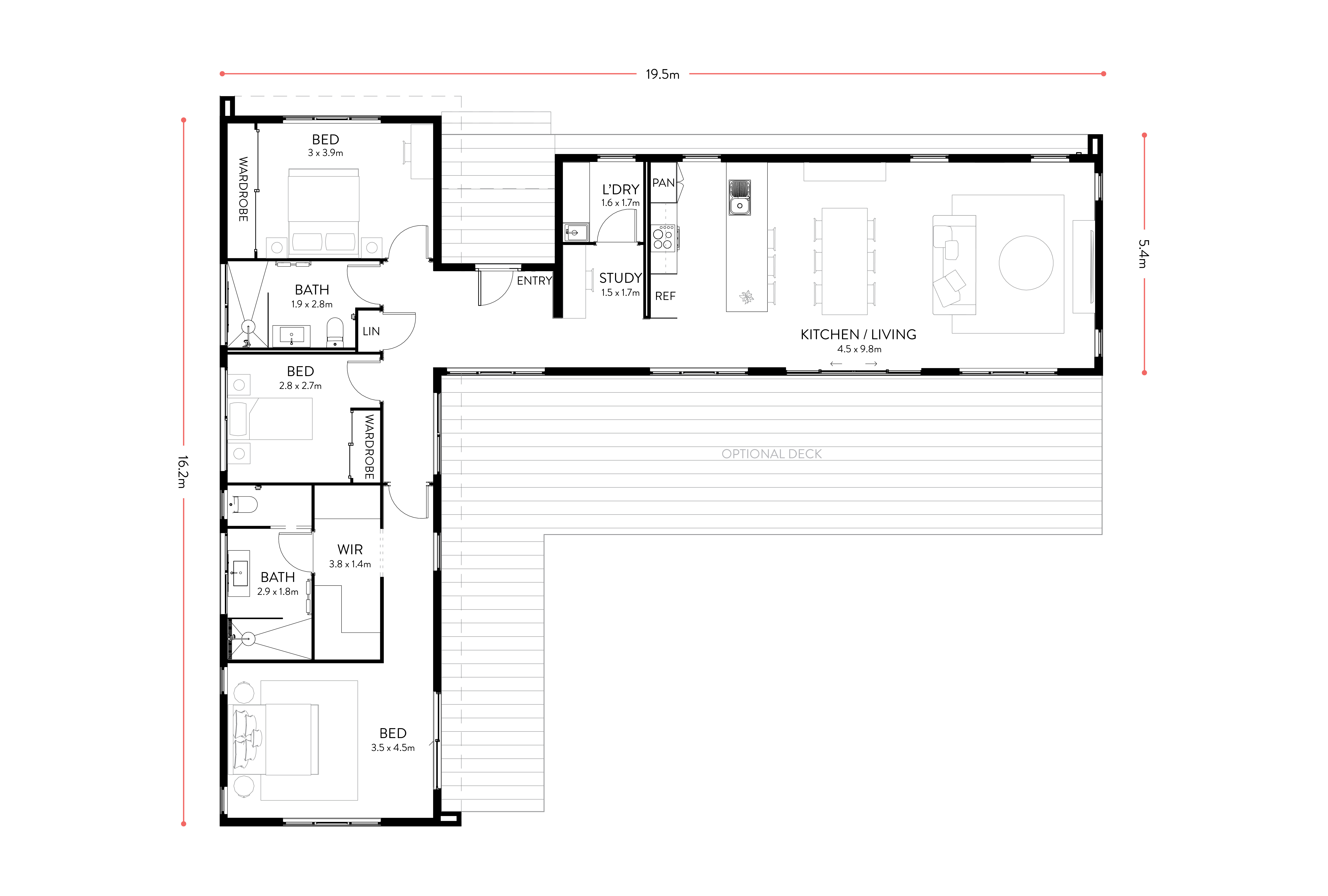 Floorplan of PLACEit modular home - Escape