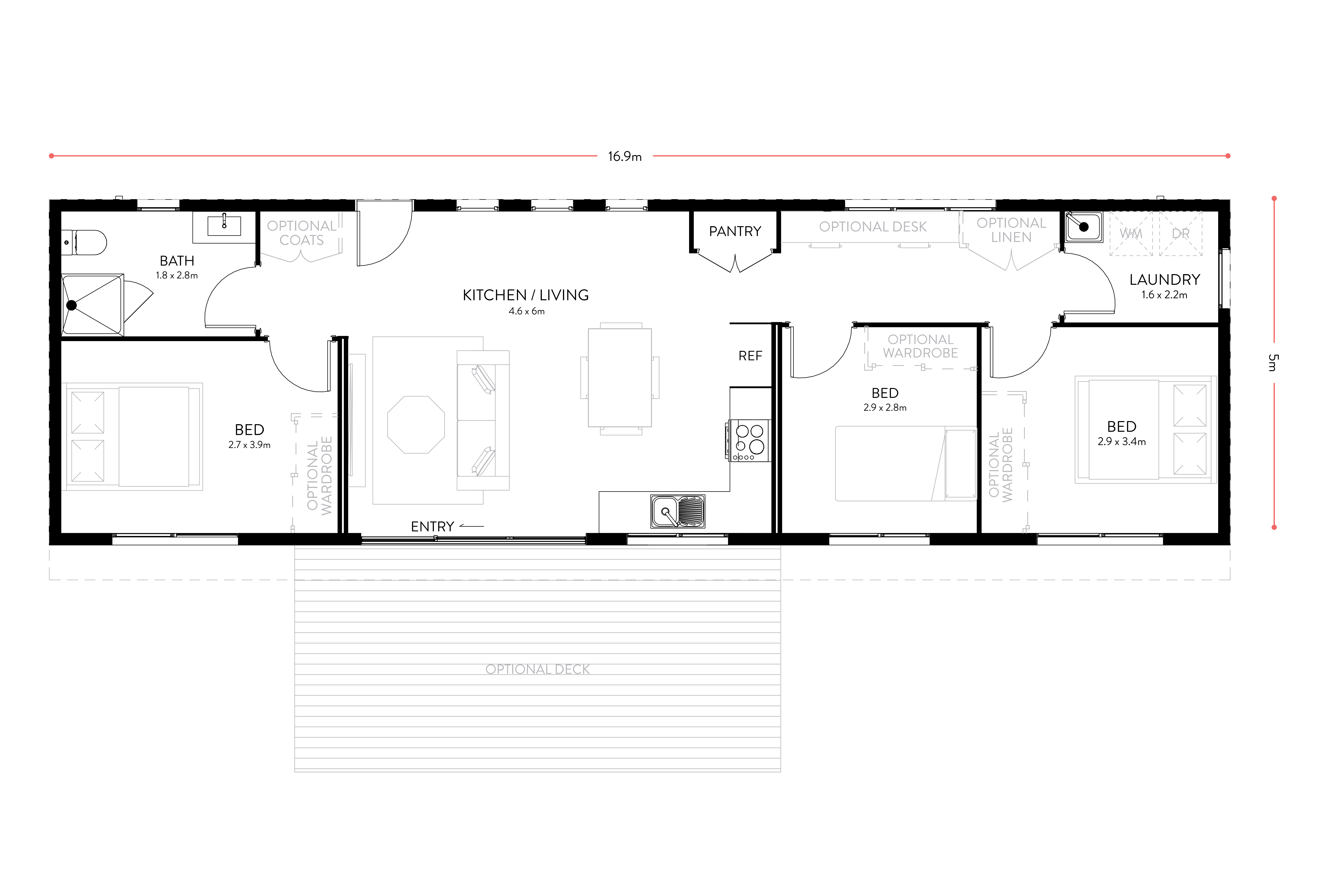 Floorplan of PLACEit modular home - Coolum 14