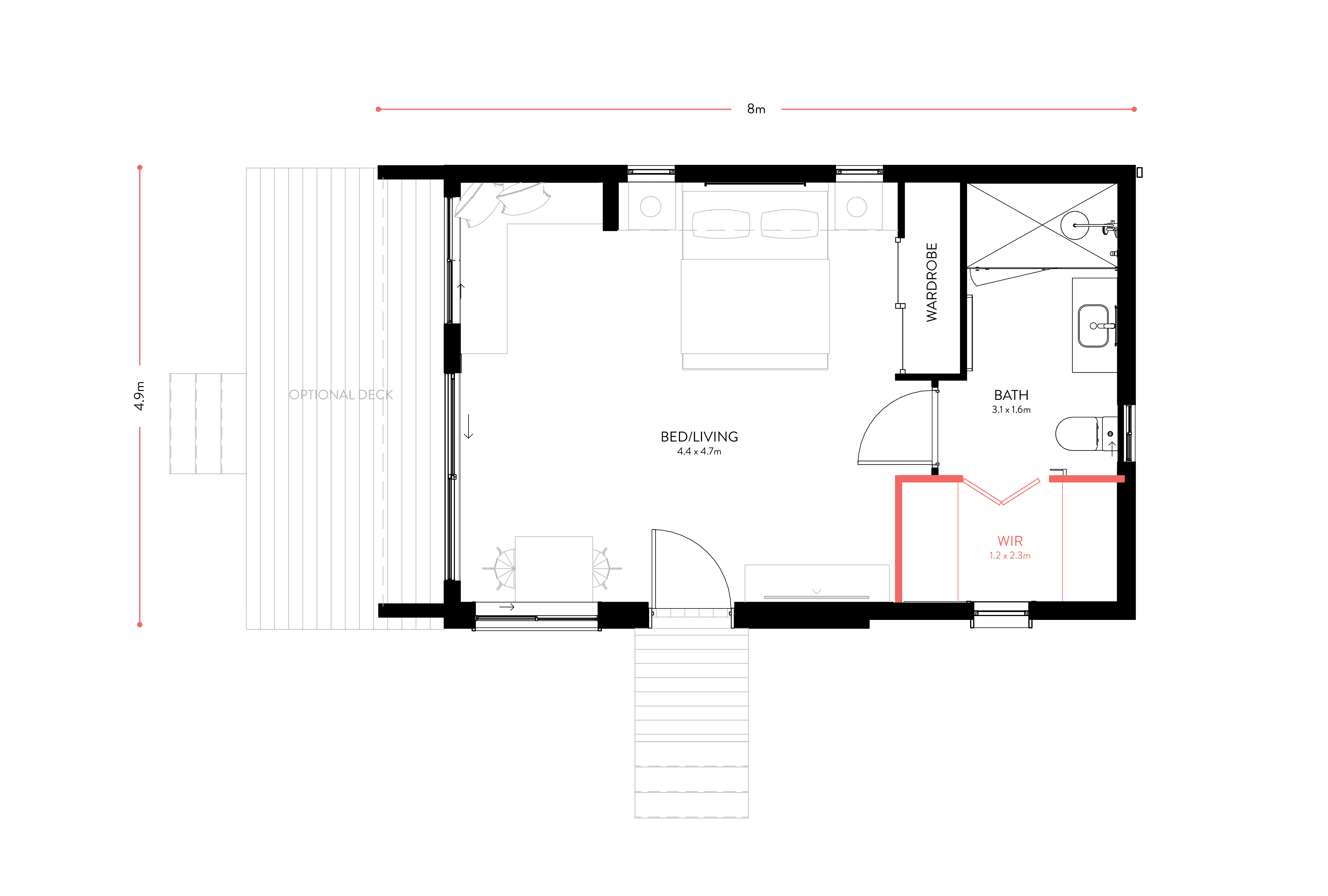 Floorplan of PLACEit modular home - Hobby with walk in robe