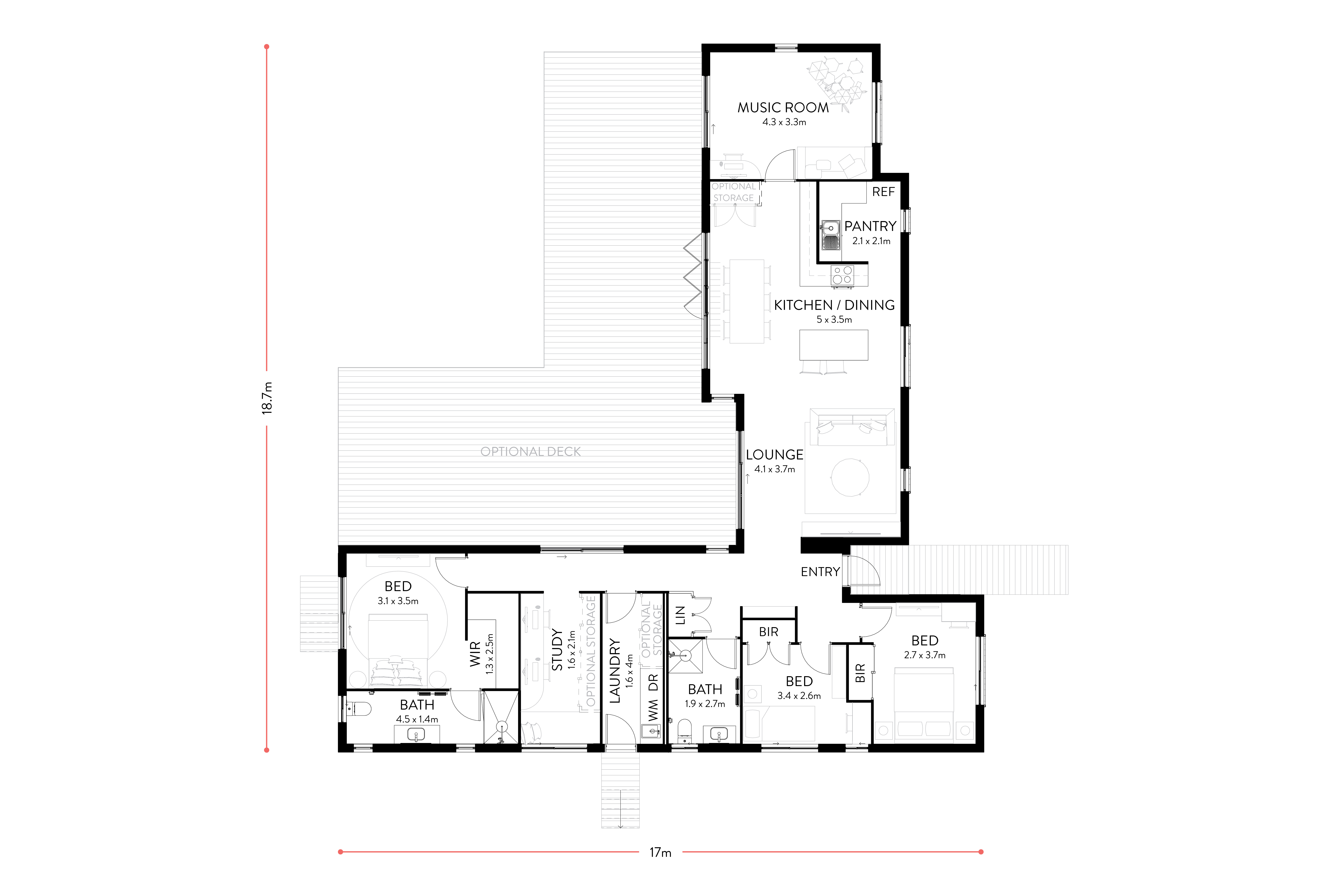 Floorplan of PLACEit modular home - Willow